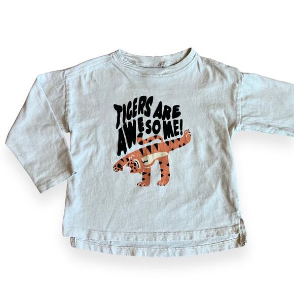 Zara Baby Tigers Are Awesome Long Sleeve Tee 18-24 Months - Picture 1 of 6